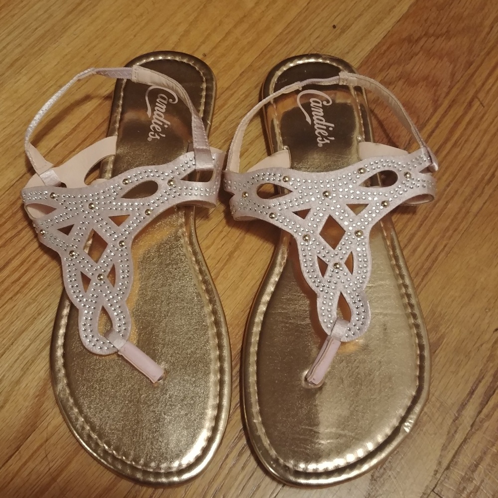 New Candies Blush and Rose Gold Sandals size 8